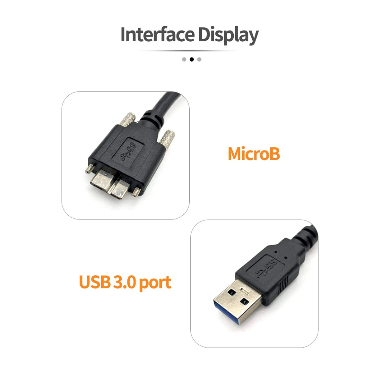 Durable USB 3.0 Male to Micro B Male Industrial Camera Cable Cord With Screws