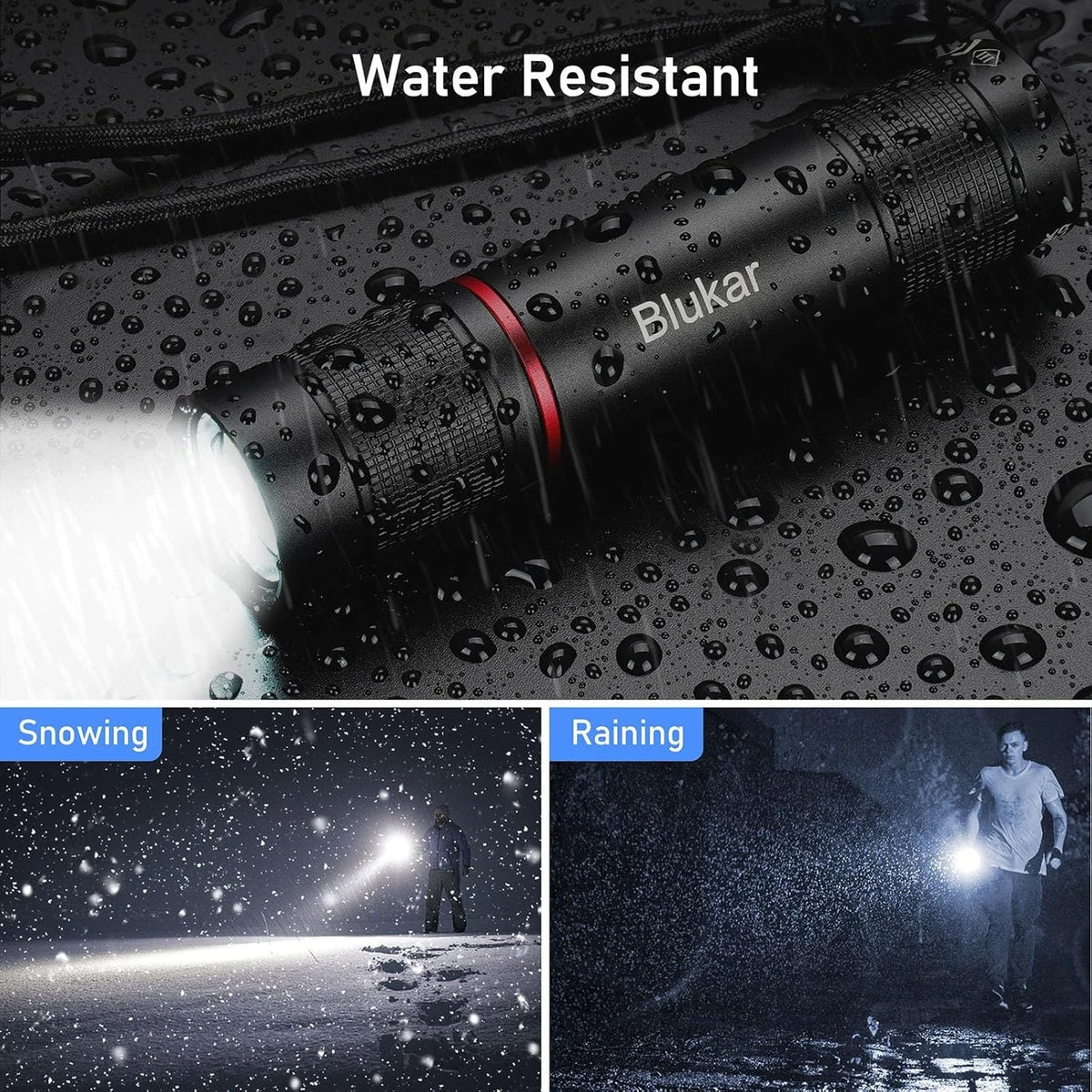 Blukar Flashlight Rechargeable, High Lumens Flashlight, Super 1 Pack, Black