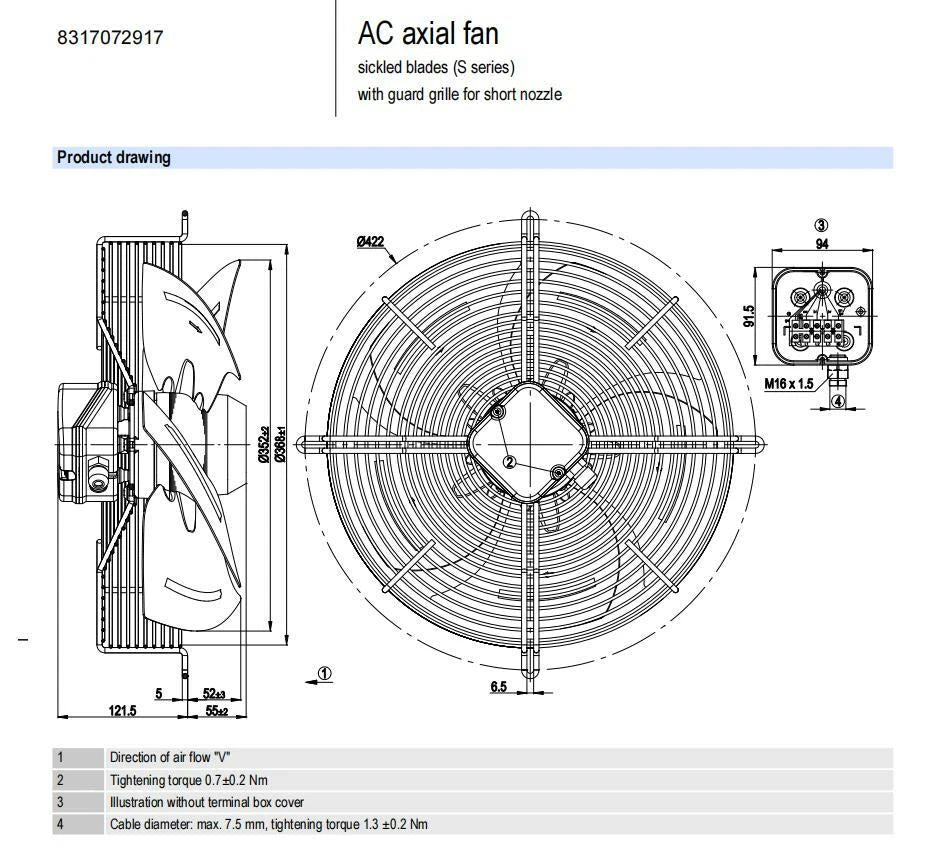 Ebmpapst S4D350 8317072917 Axial Fan 230/400V 50Hz Air Conditioning Cooling Fan