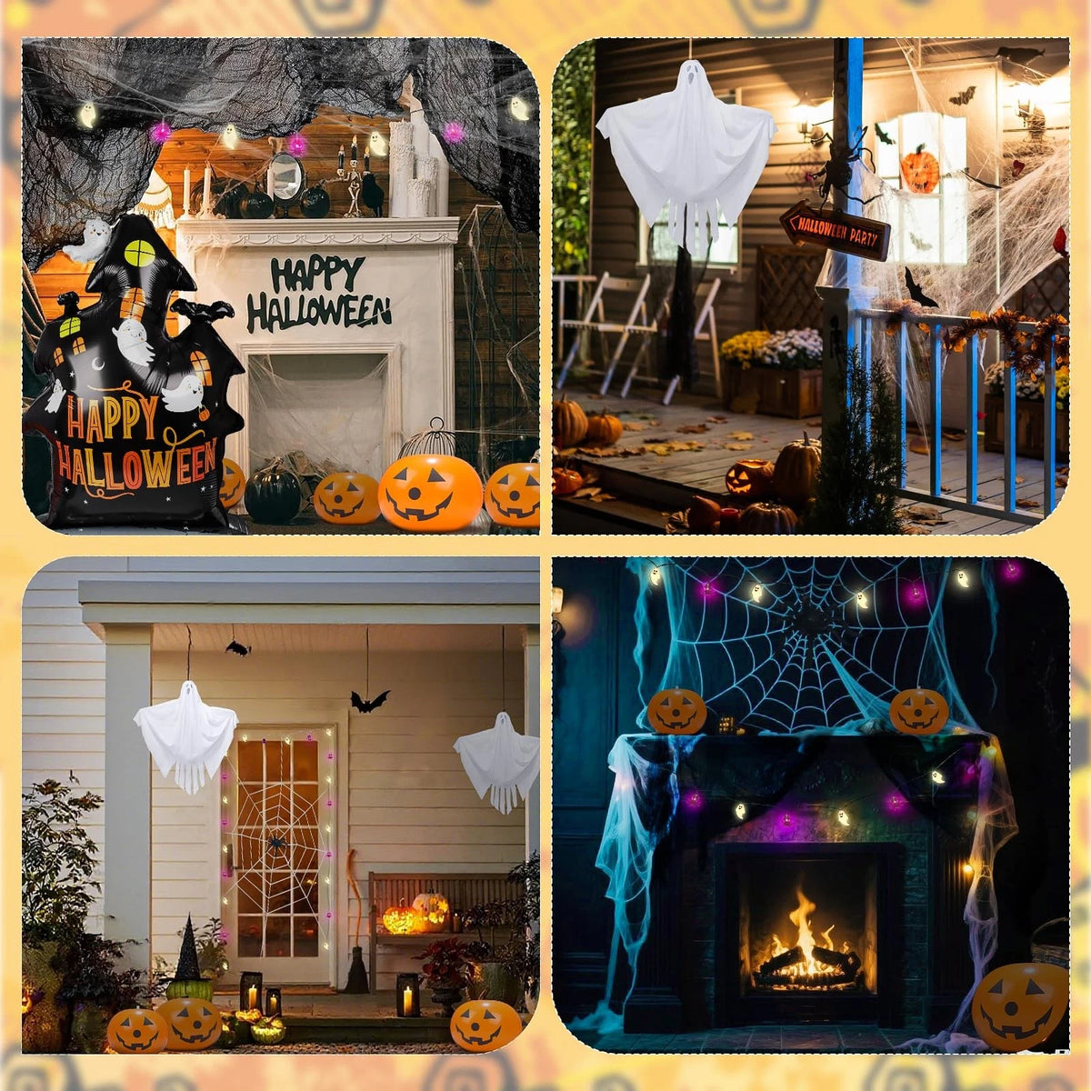 Halloween Golf Cart Decorations Kit 27.5 x 47.2 inches, White, Black, Orange