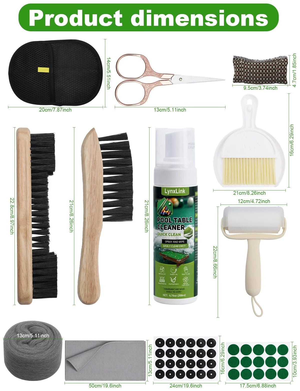 Pool Table Cleaner Kit - Anti-Residue Foam Billiard Cleaning Natural