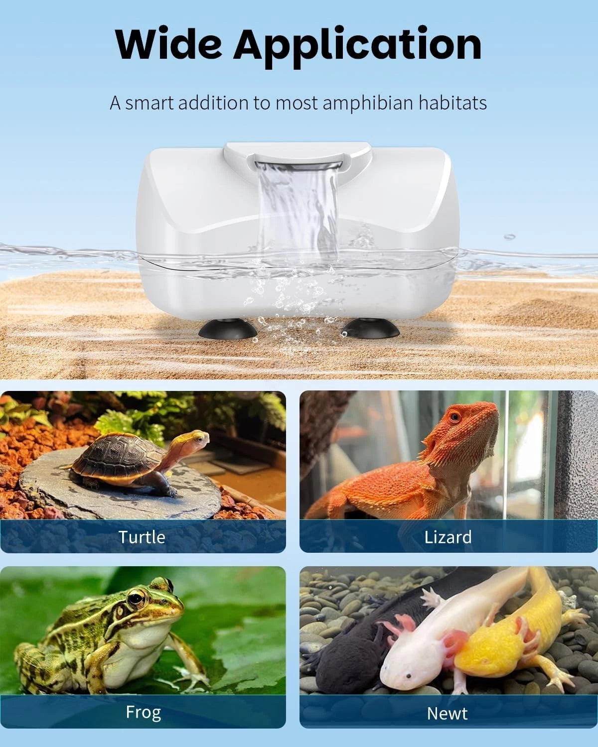 Pawfly 80 GPH 4 W Mini Turtle Filter for 1-10 Gallon Tanks, Low Water White
