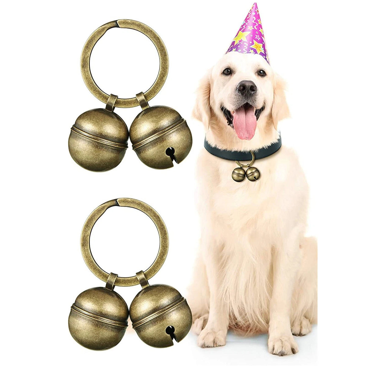 2 Pack Pendant Accessories Dog Bell Cat bell For Collar Brass Loud Pet Bell