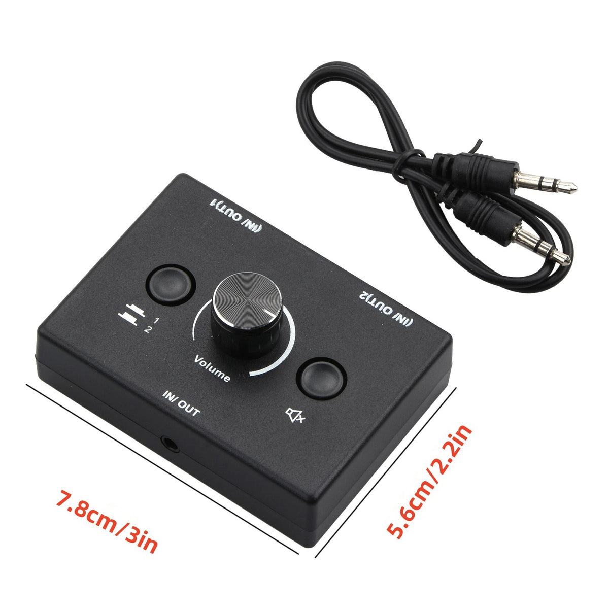 2 In 1 Out 3.5mm Stereo Audio Switch Aux Switcher Speaker Selector Splitter