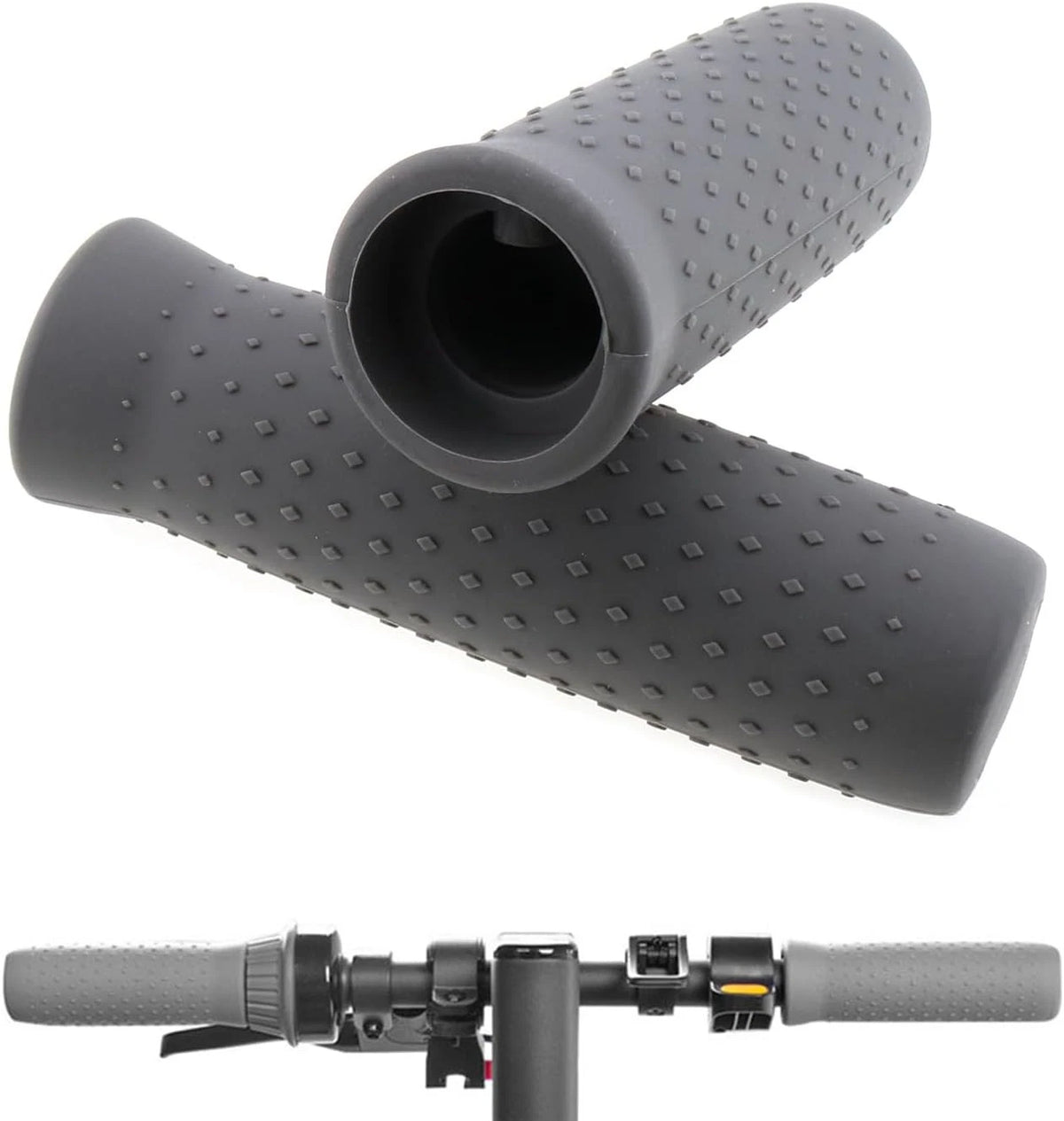 Handlebar Grip 1 Pair Silicone Handle Bar Replacement Grips Gray
