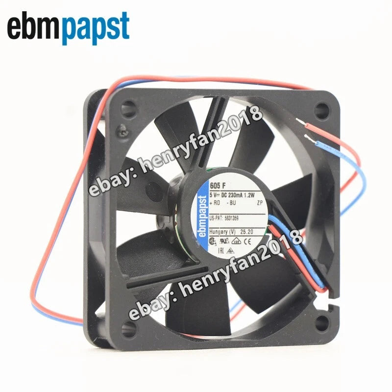 Ebmpapst 605F Axial Fan DC 5V 230mA 1.2W 2-Wires 60*60*15MM Cooling Fan