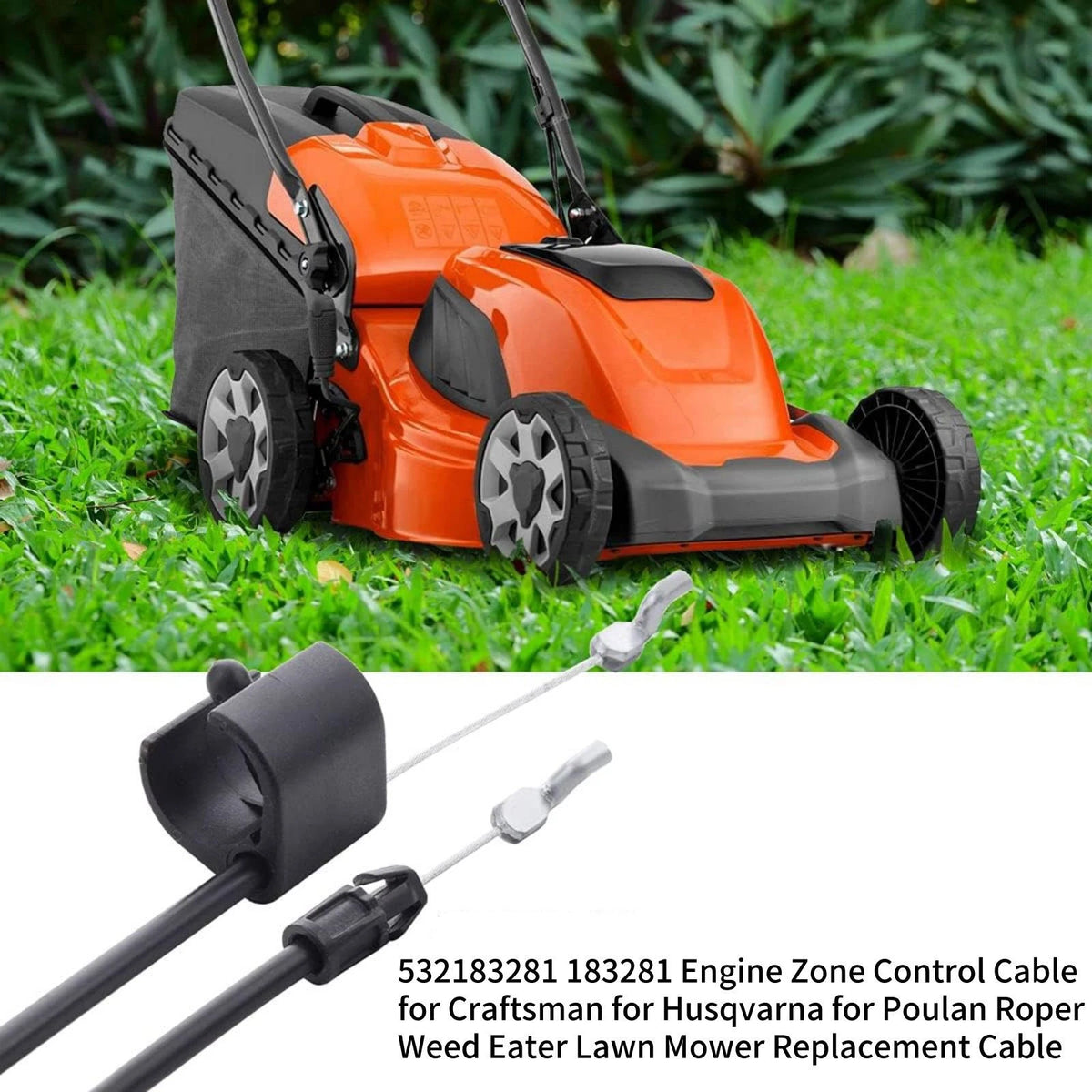 53.5in/136cm Lawn Mower Throttle Cable 532198463 Multi-model Compatibility