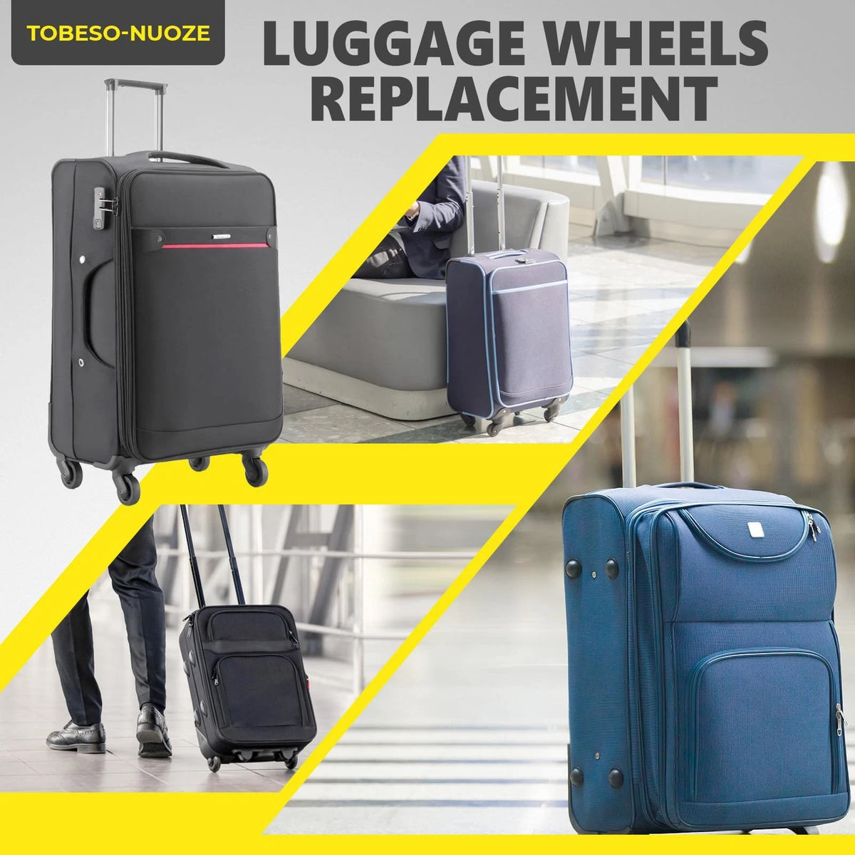 Tobeso-Nuoze Replacement Luggage Wheel Repair Suitcase Bag Parts Black