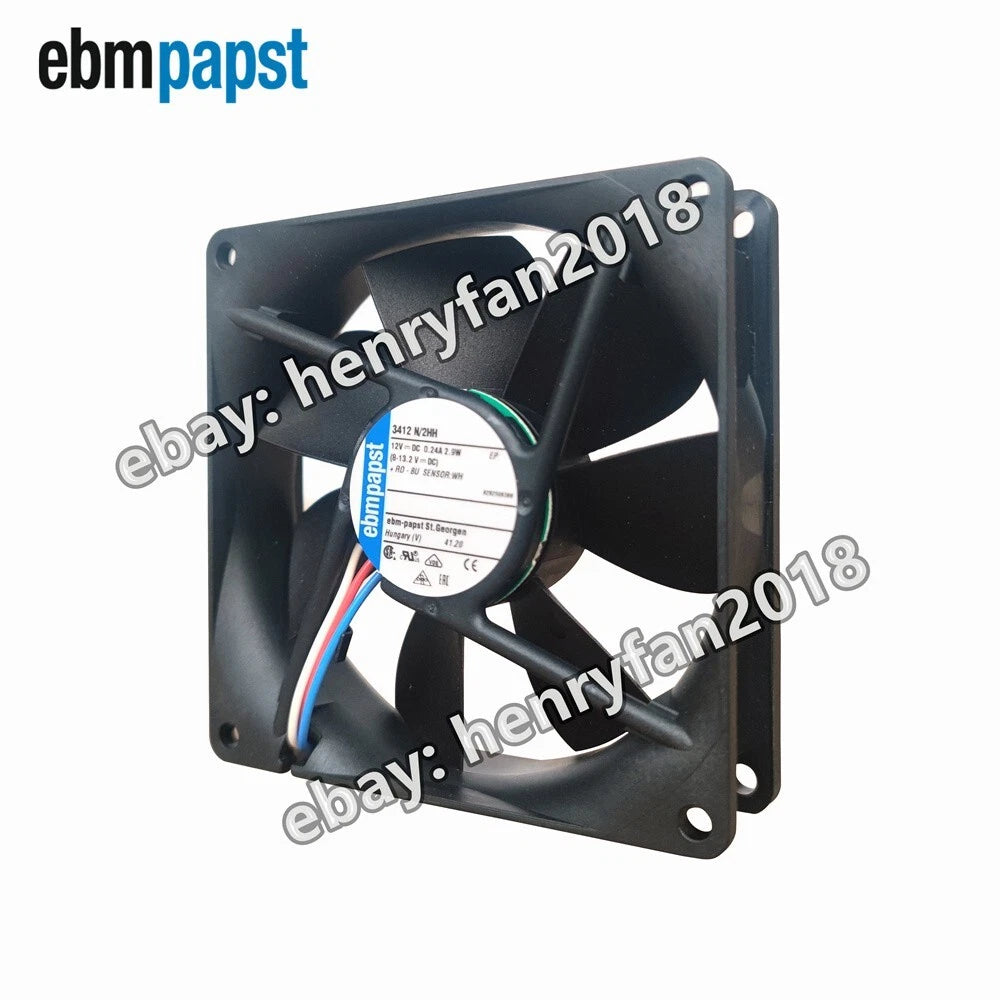 Ebmpapst 3412N/2HH Axial Fan 12V 2.9W 0.24A 90*90*25MM 3-wires Cooling Fan