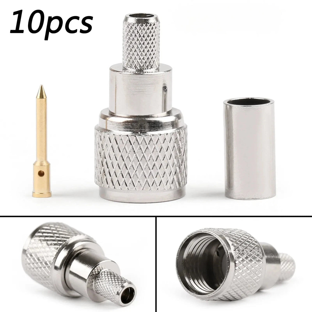 10x Mini-UHF Male Crimps Connector For RG-58/U Cable Radio Antenna Brass