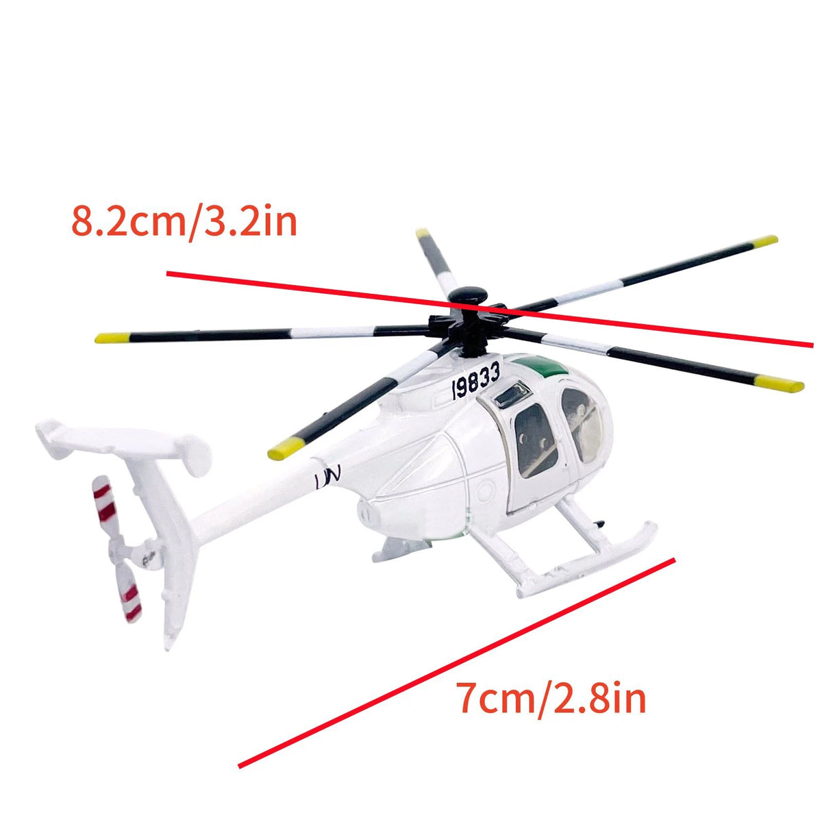 1PCS 2.8in US Army MH-6 Little Bird Helicopter Finished Model Toy Gift Kit