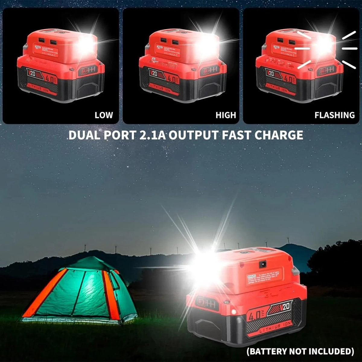 1*Battery Adapter for Craftsman V20 Battery USB Phone Charger Led Work Light 20V