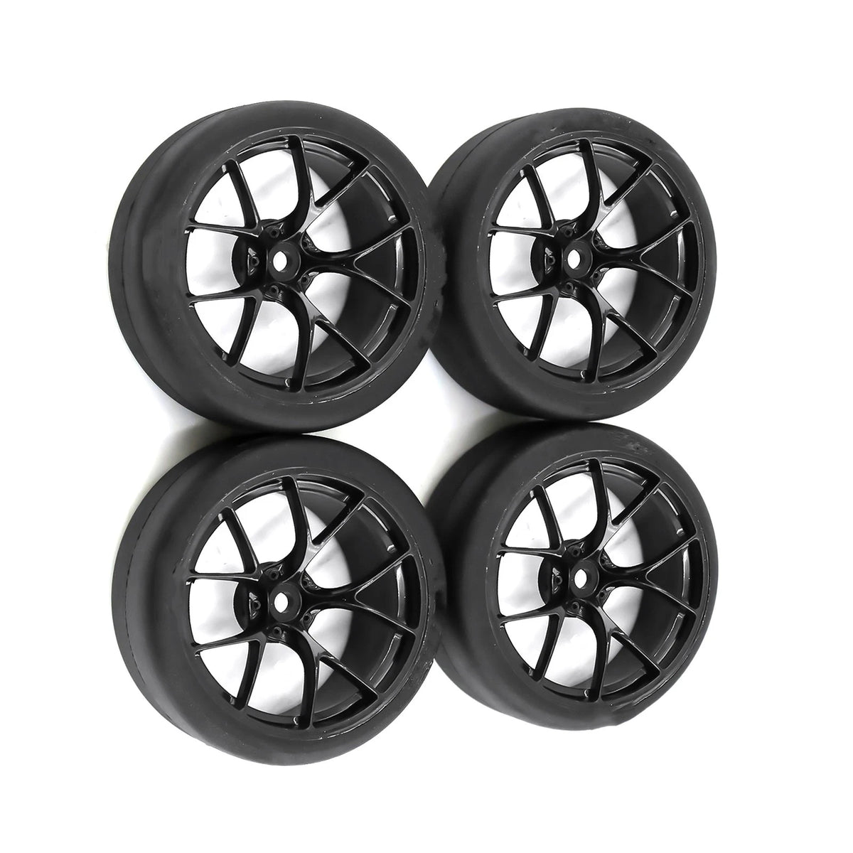 4* Upgrade 65mm 1/10 RC Car Tires & Wheels Rims 12mm Hex Hub For Tamiya TT01.