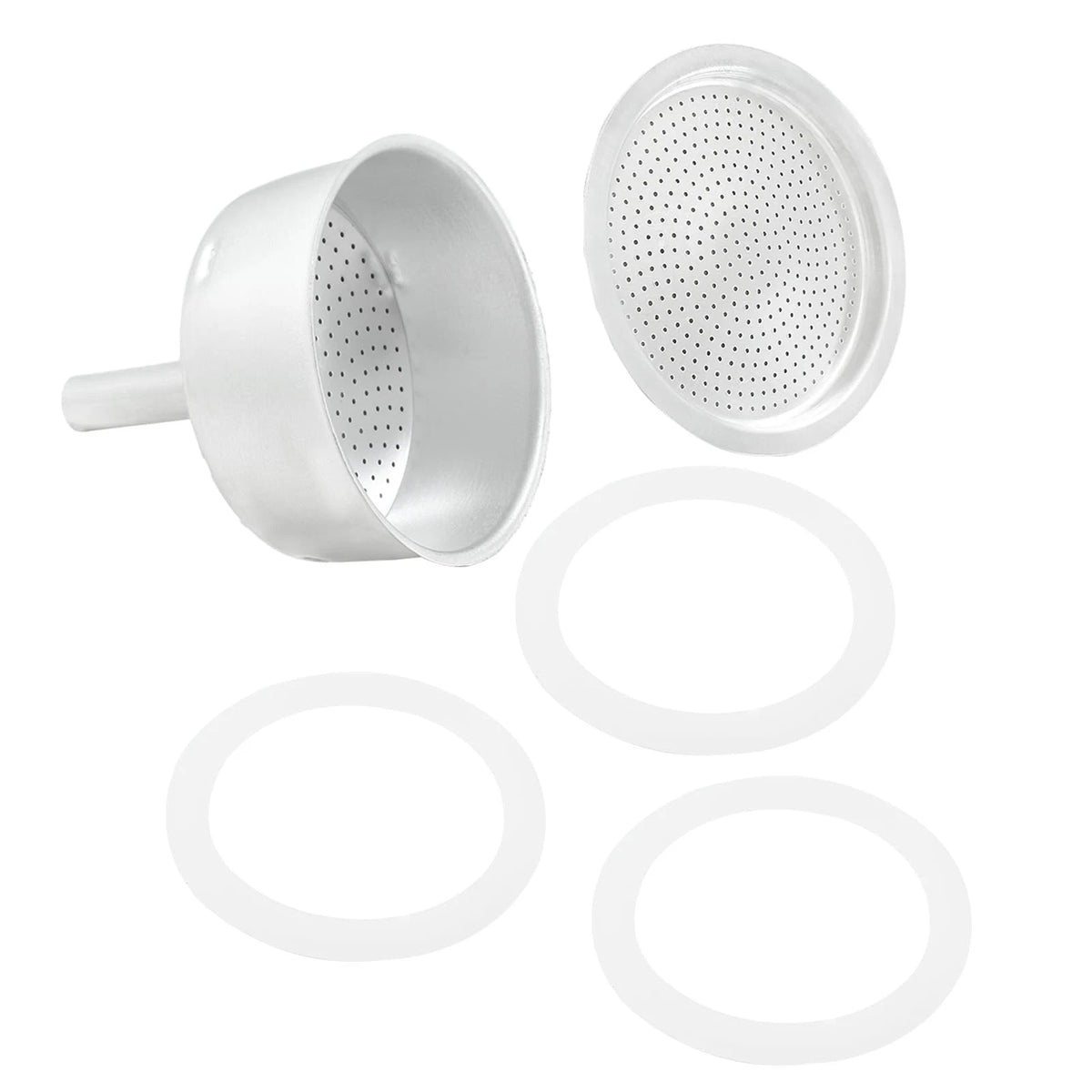 Waziaqoc 6 Cups Espresso Moka Replacement Funnel Kits, 1Pack 6 Cup, Style 2
