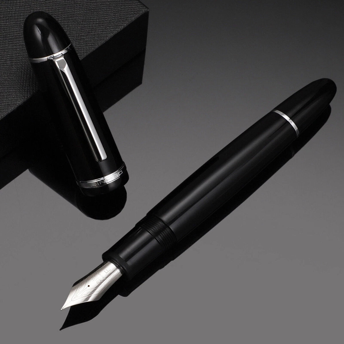 Jinhao X159 Fountain Pen Gift Black With Silver Clip Fine Nib Acrylic Screw Cap