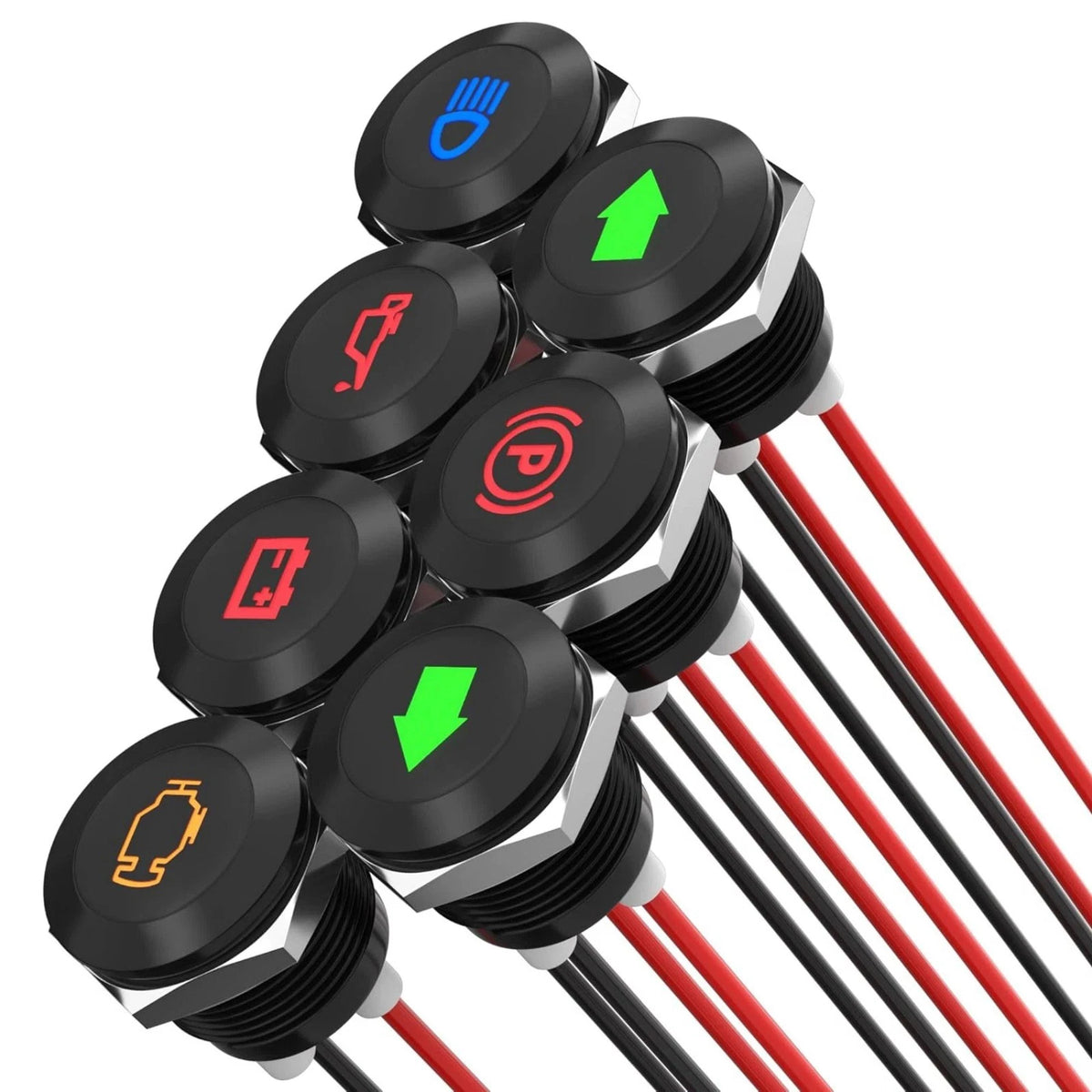 Waterproof Dashboard Indicator Set DC 12V 24V LED Warning Lights Automotive