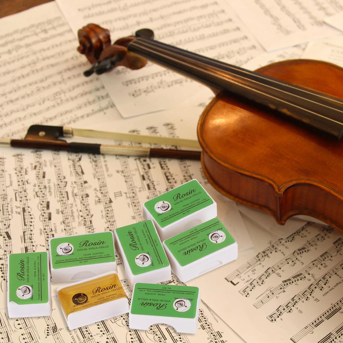 Violin Rosin 10 Pack Low Dust Natural for Violin, Viola, Cello yellow