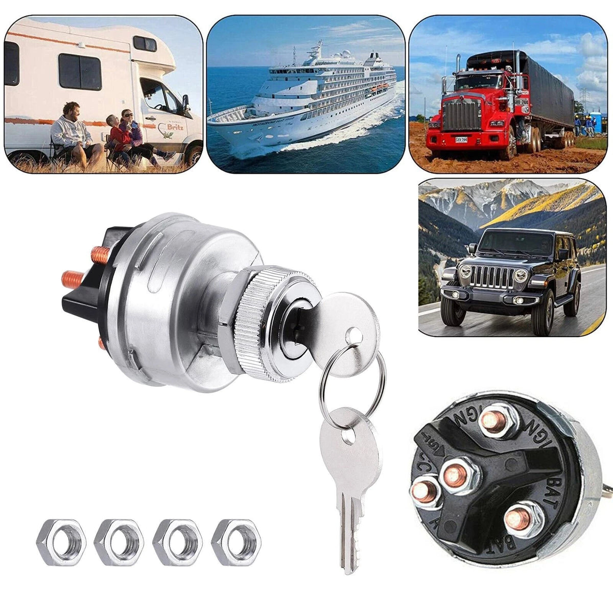 Universal 12V/24V Ignition Switch Replacement Part For Car Truck Tractor