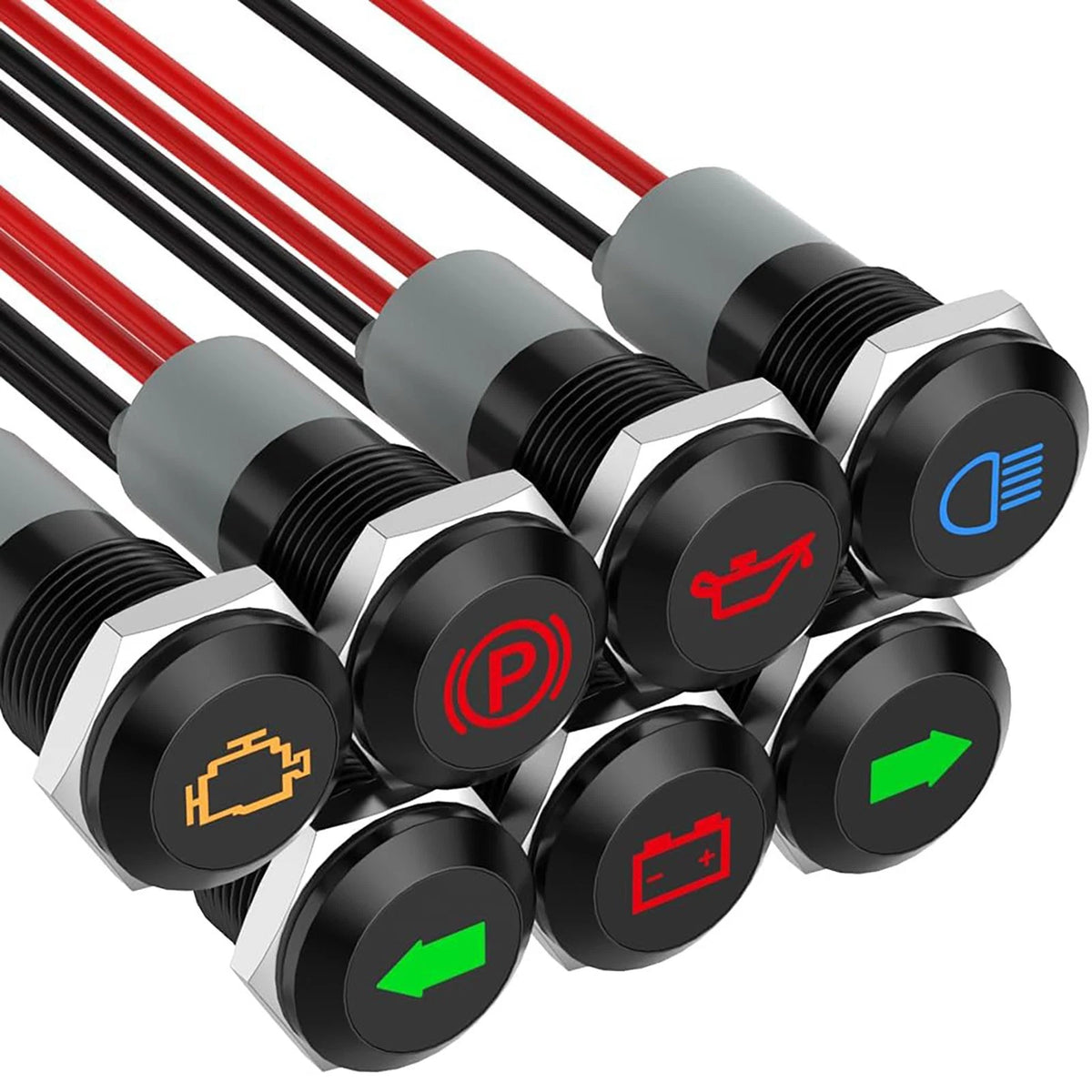 Waterproof Dashboard Indicator Set DC 12V 24V LED Warning Lights Automotive