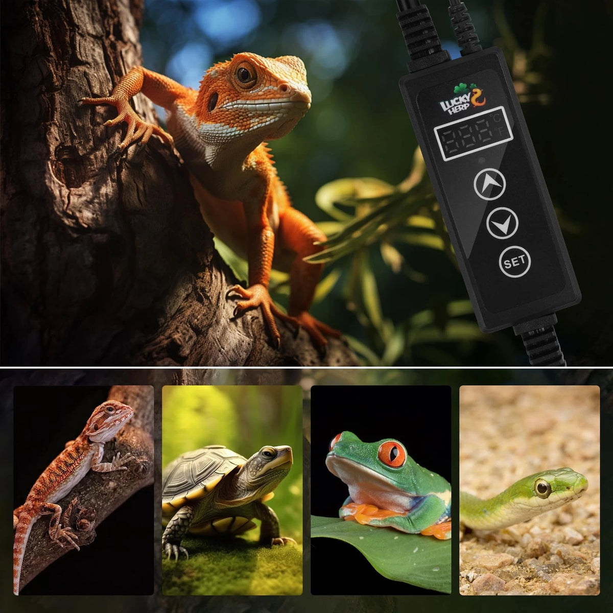 LUCKY HERP Reptile Dimming Thermostat, PID Heat Lamp Temperature Controller...