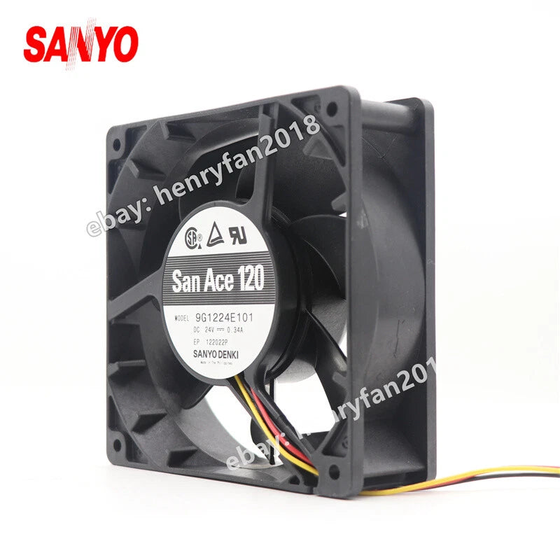 SANYO Denki 9G1224E101 SanAce Fan DC 24V 0.34A 120*120*38MM 3-wire Cooling Fan