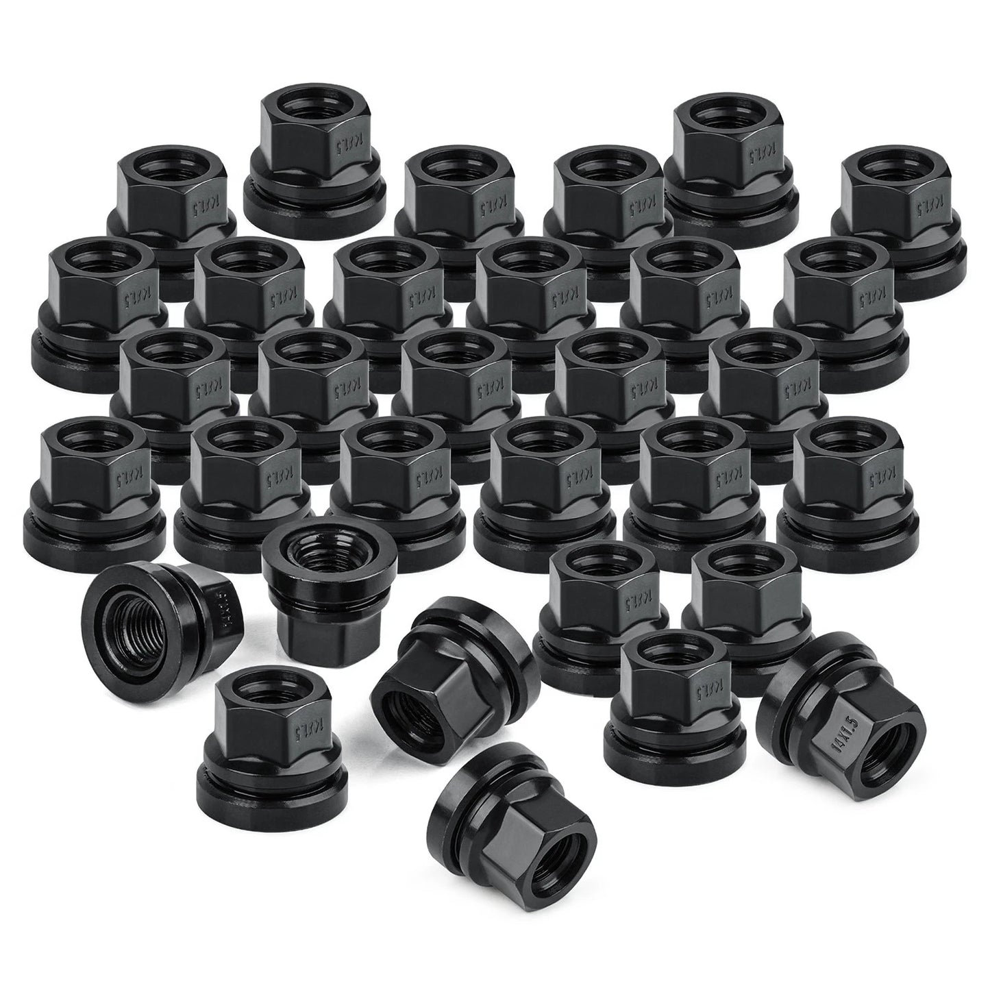 32PCS Replacement Lug Nuts for Ford F250 F350 2003-2023,14x1.5 Black Flat Washer