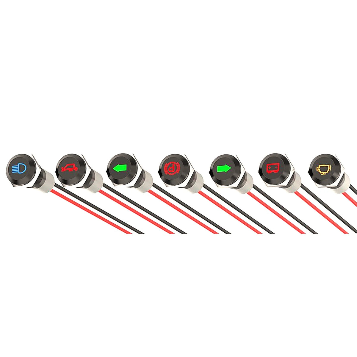 Waterproof Dashboard Indicator Set DC 12V 24V LED Warning Lights Automotive