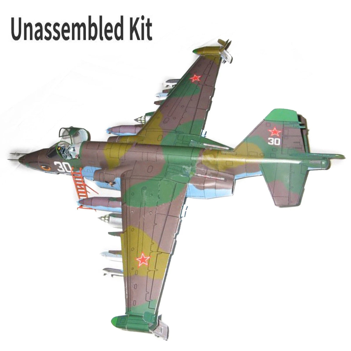 1:33 Sukhoi Su-25 Attack Aircraft Frogfoot Fighter Paper Unassemble Gifts