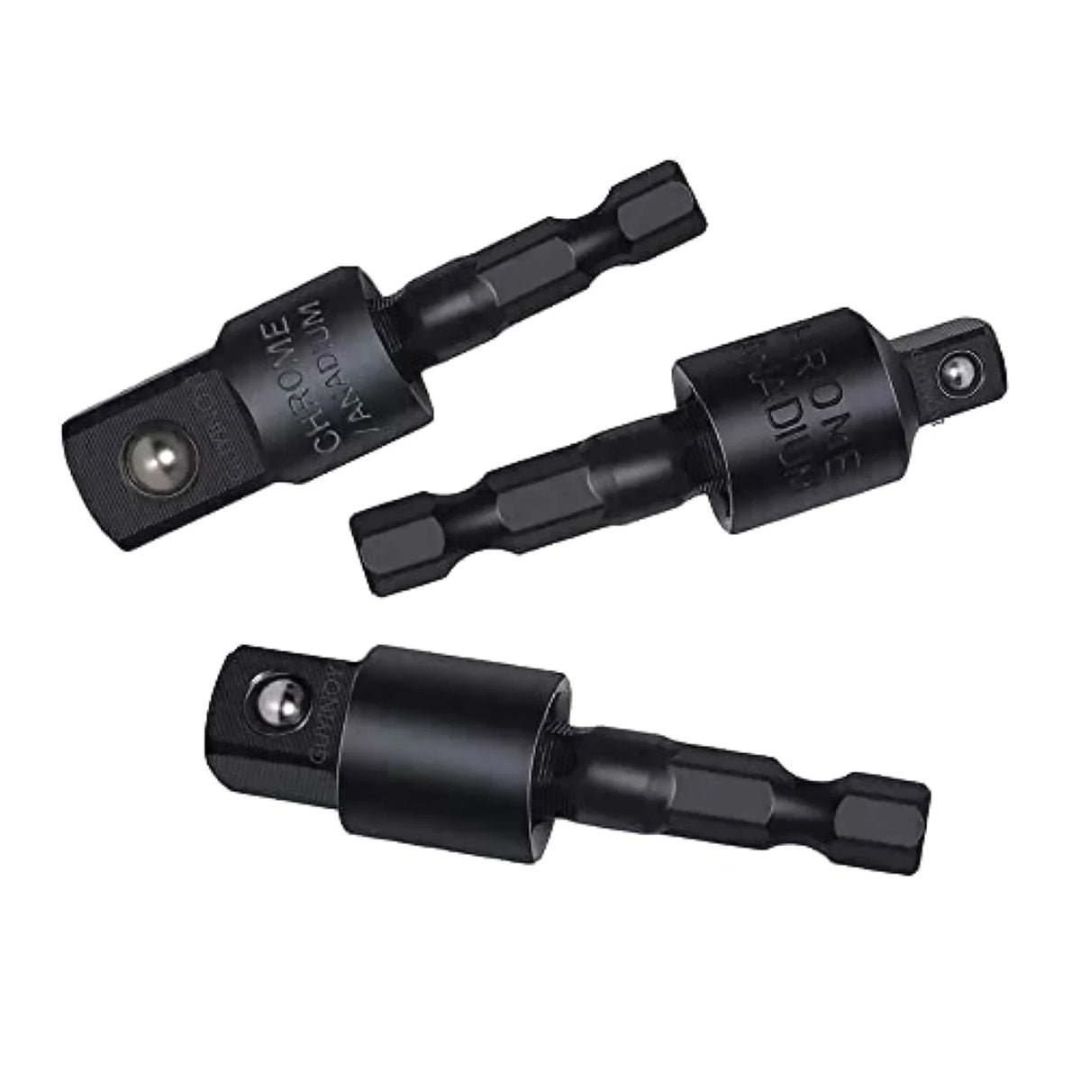 3pcs 360 Degree 1/4in Hex Shank 1/4in 3/8in 1/2in Extension Socket Adapter