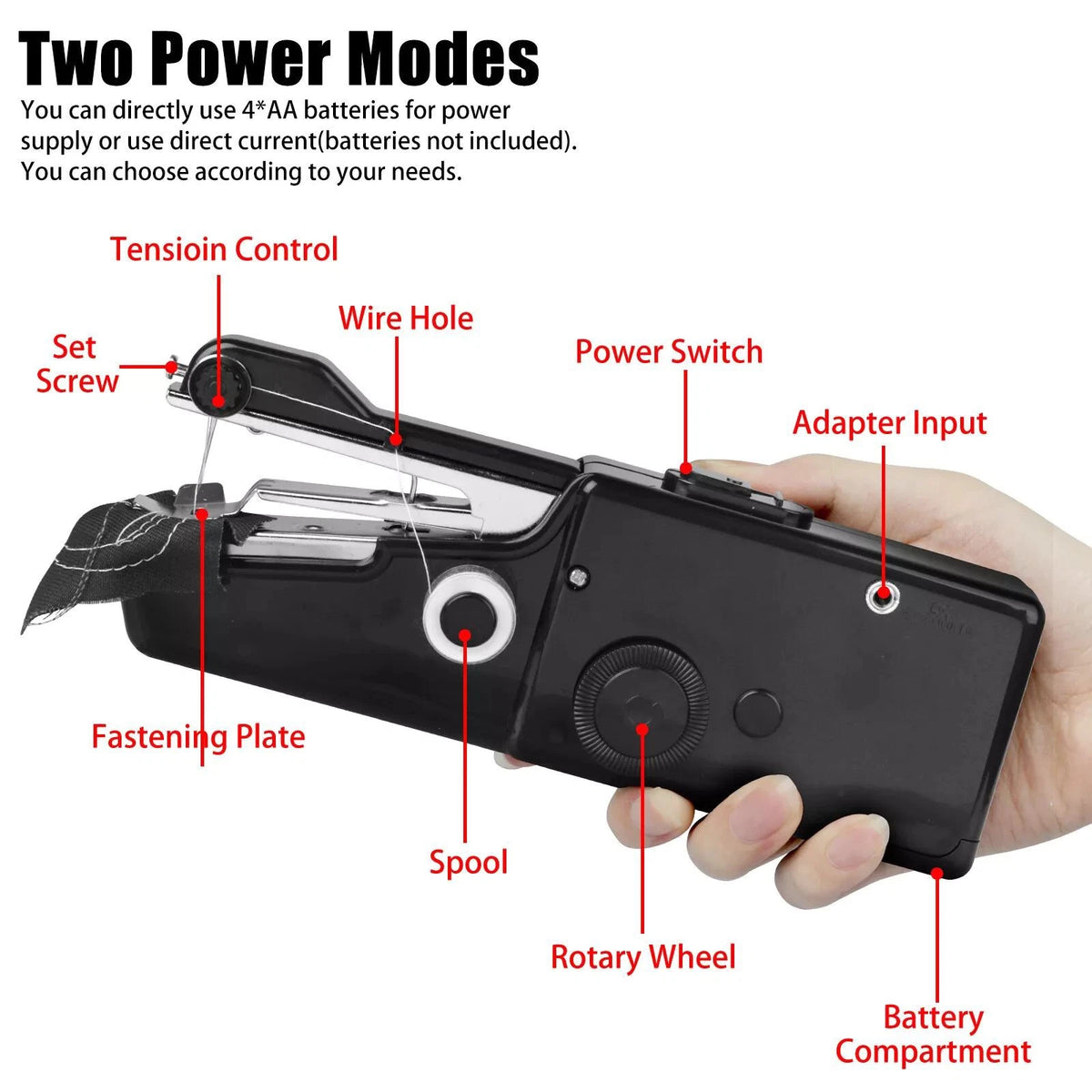 Handheld Mini Sewing Machine Stitch Electric Compact Tool w/ Accessories Kit