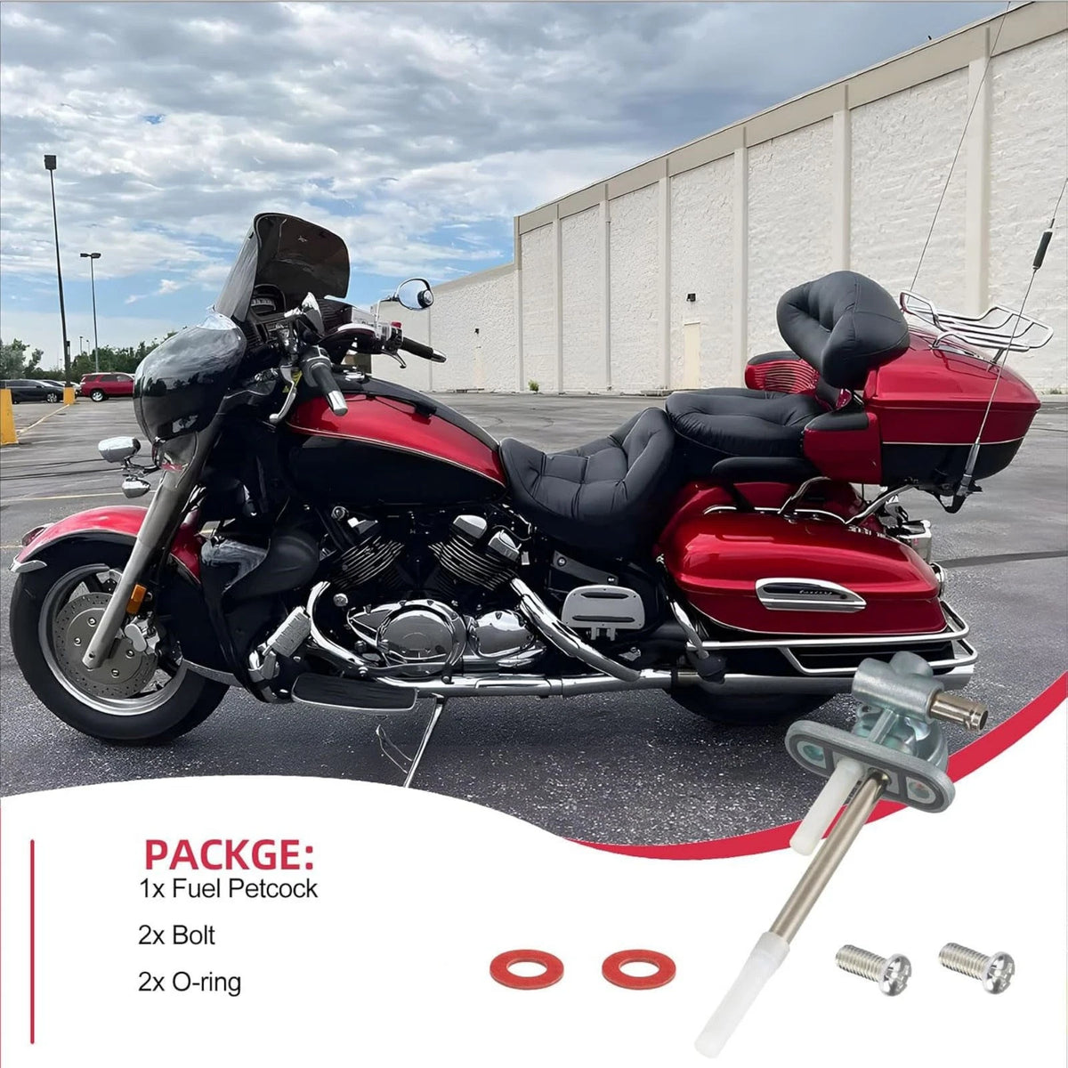 Fuel Petcock Valve Replacement For Yamaha XVS1100P 2002 with Bolts O-Rings