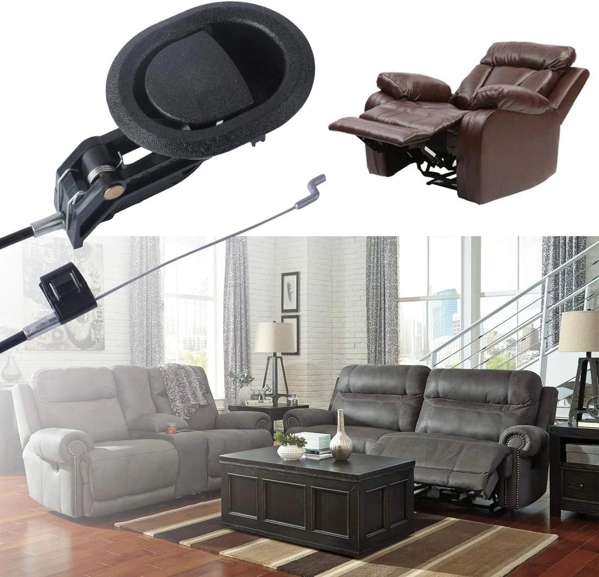 Podoy Recliner Pull Handle Replacement 31D x 3W x 3.5H Inch, Black