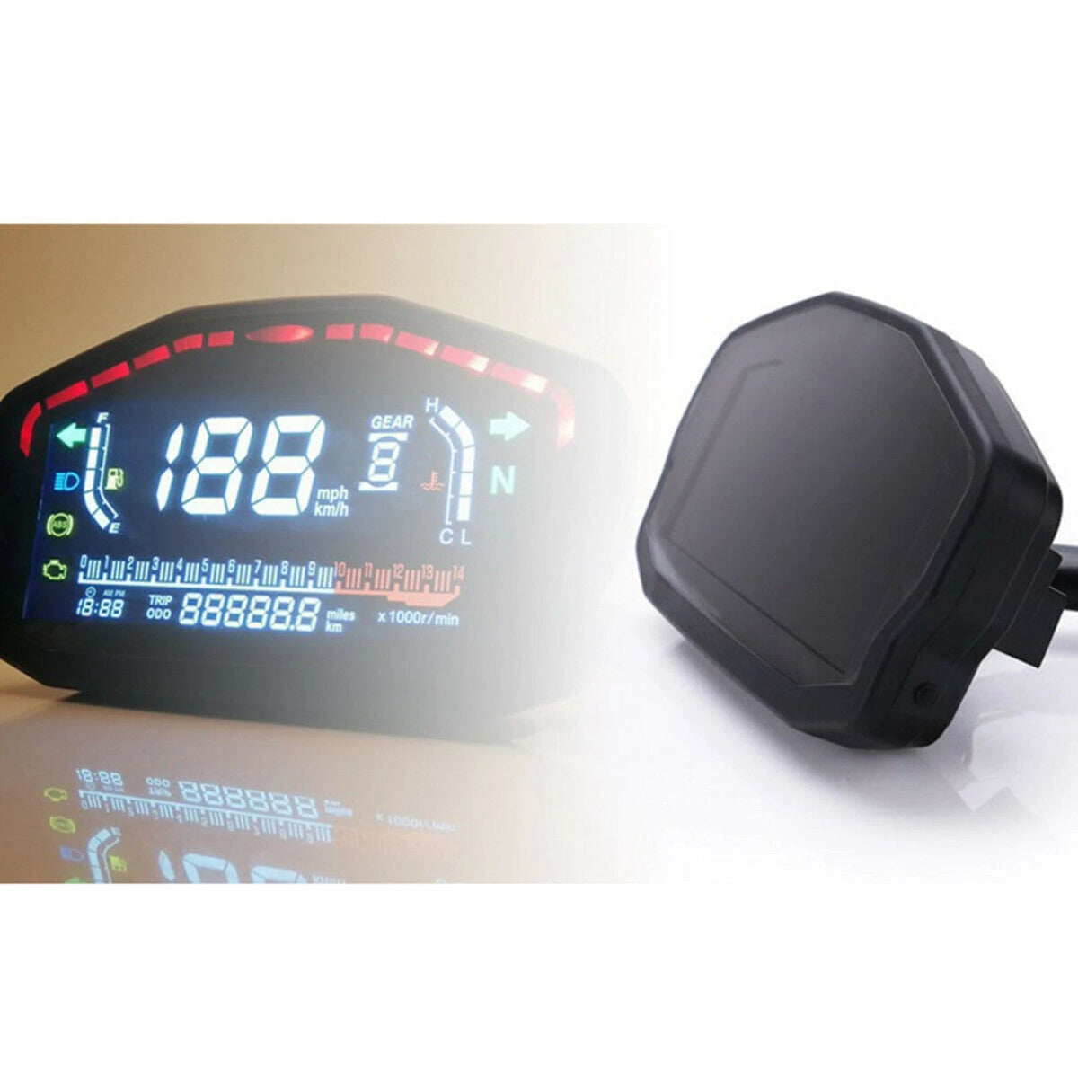LCD Digital Motorcycle Odometer Speedometer Tachometer KM/H MPH Gauge Universal