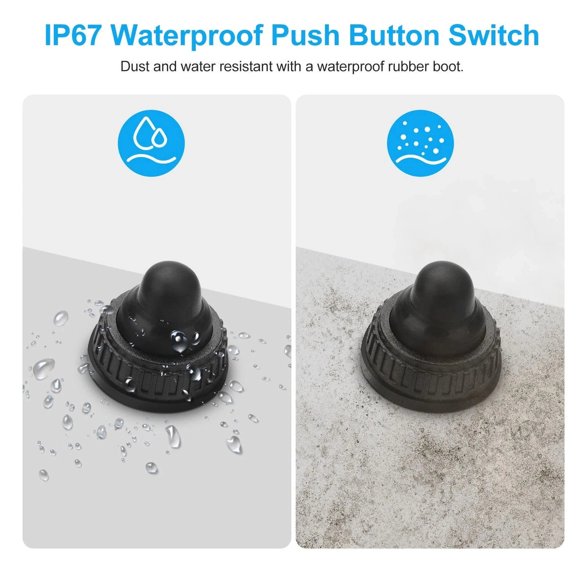 10x Waterproof Push Button Switch IP67 4.5" Cord for Outdoor Motorcycle Gear