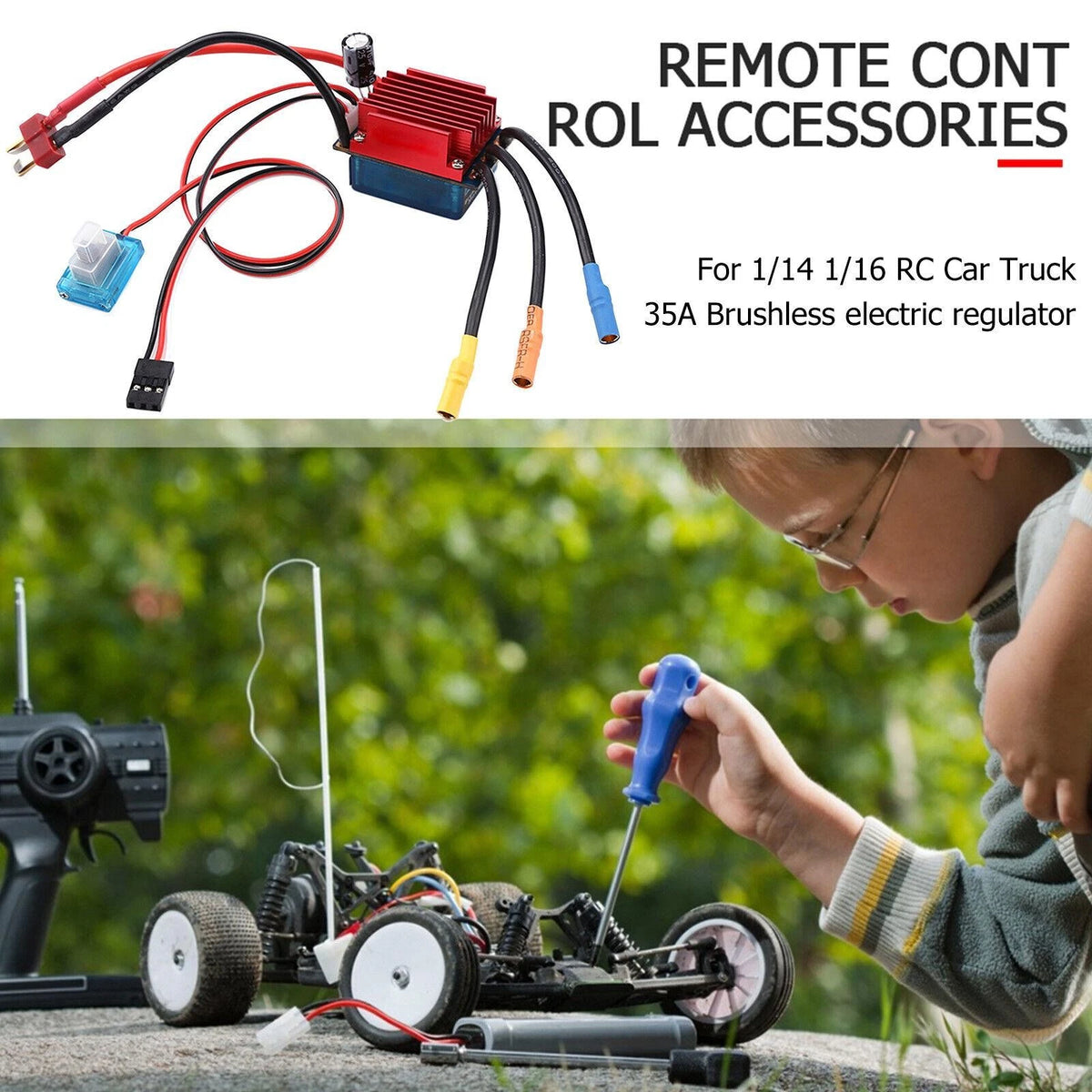 35A Brushless ESC Waterproof Speed Controller for 1/16 1/18 RC Car Truck d