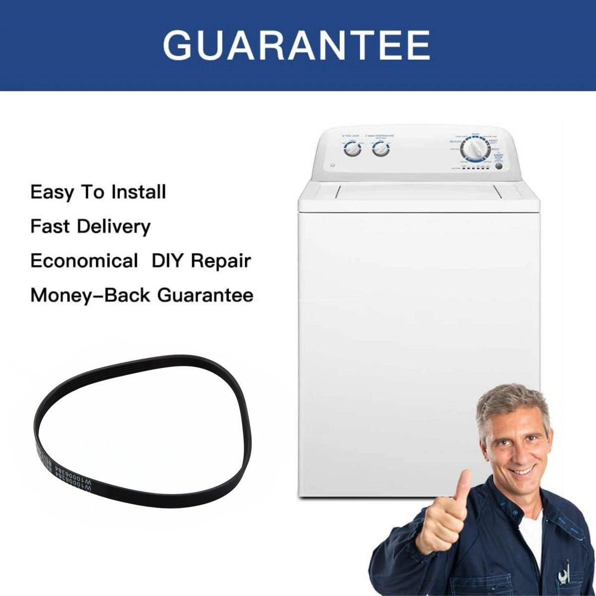 For Maytag For Amana Washer Drive Belt W11239857 5-Rib 21.6 Inch Rubber Belt;