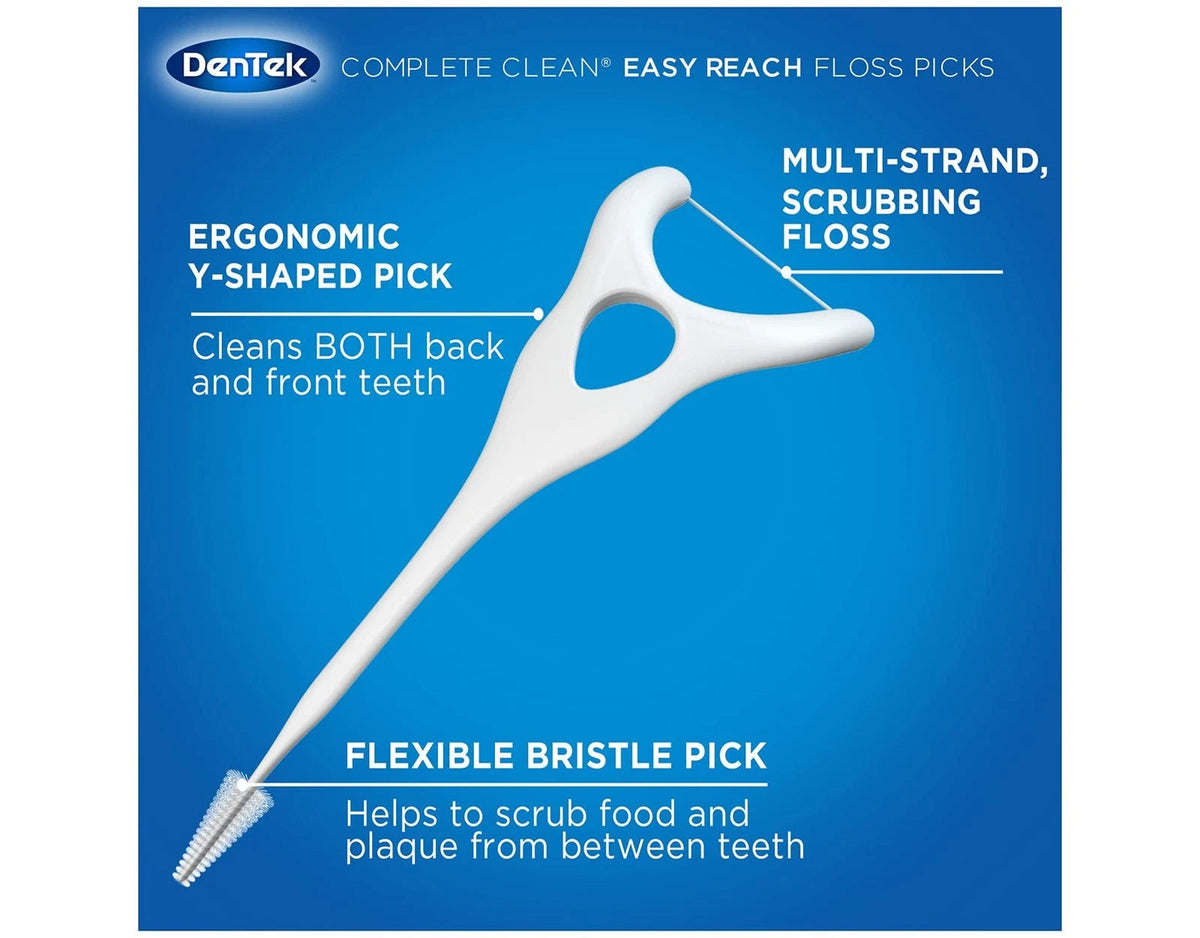 DenTek Easy Reach Complete Clean Floss Picks, with 75 Count (Pack of 3)