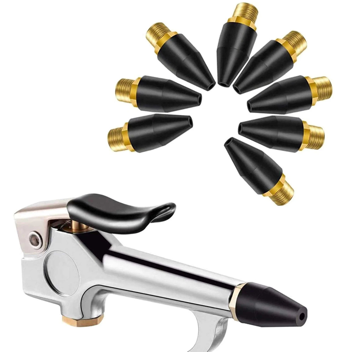 8PCS Blow Gun Rubber Tip, Air Nozzle with 1/8" NPT Male for Air Compressor