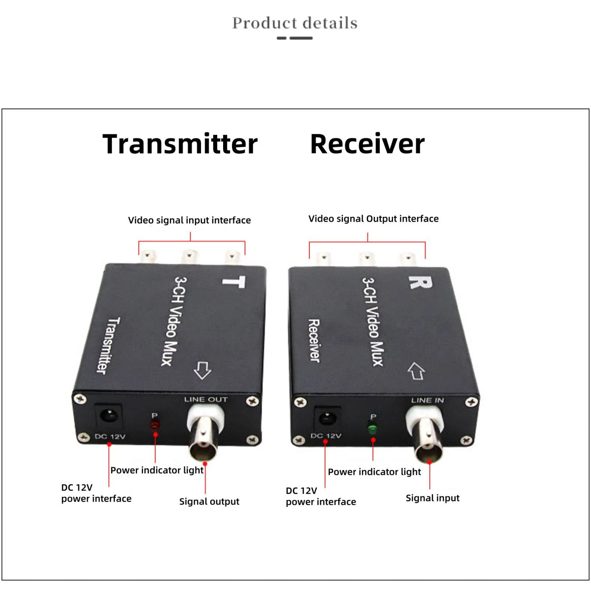 3CH Analog Camera Receiver&Transmitter Video Multiplexer Home Camera Accessories