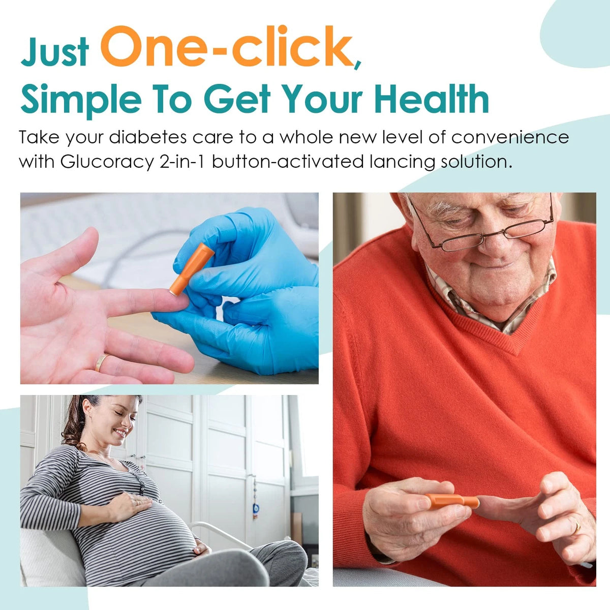 Glucoracy Safety Lancets, Sterile, Top Push Button Activated, 28 Gauge, 1.8...