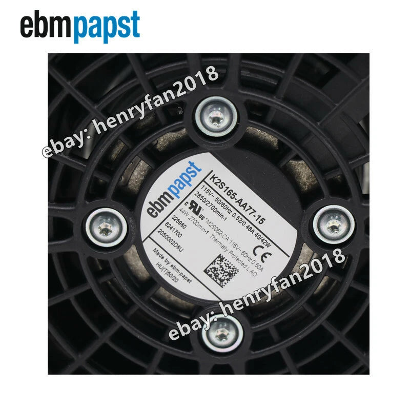 K2S165-AA77-15 Ebmpapst Fan 115VAC Filter Fan 0.52/0.48A 40/42W Cabinet Fan