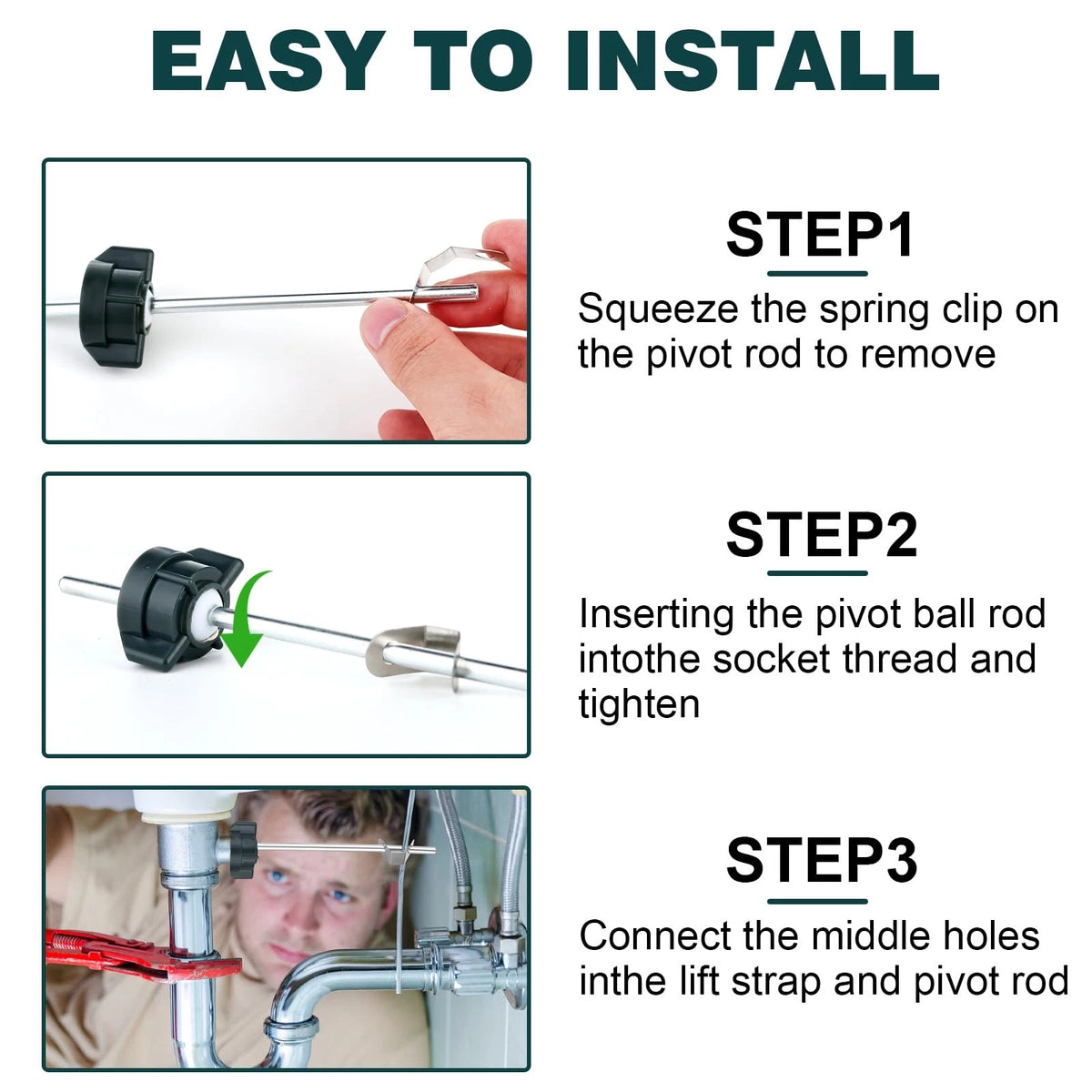 Bathroom Sink Stopper Replacement Kit - Lavatory Pop Up Center Piece Whtie