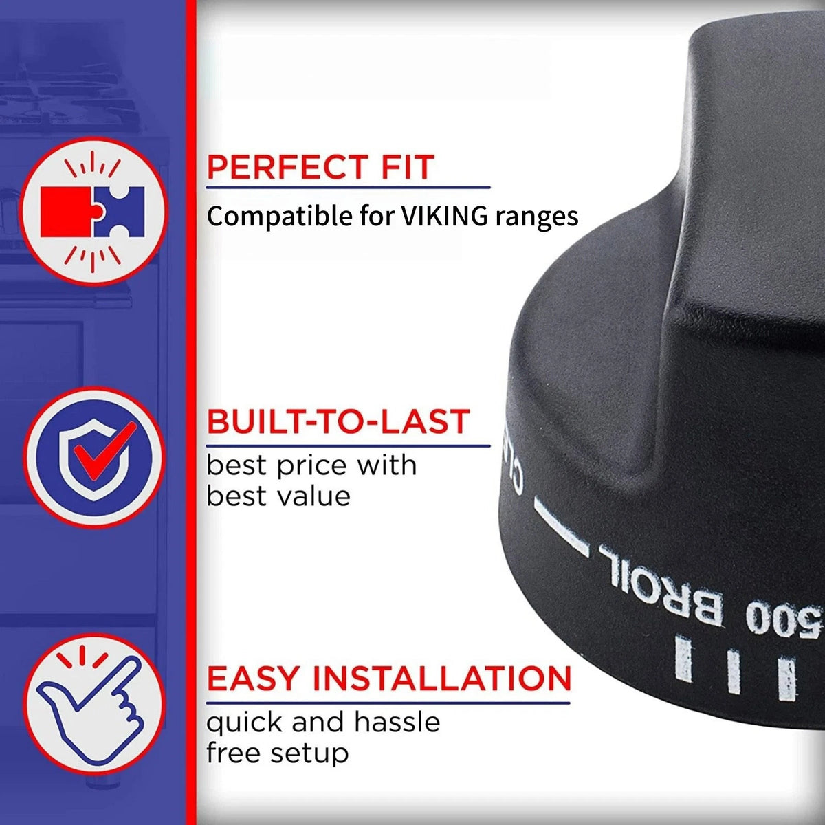 PB010129 Oven Thermostat Knob Black Compatible for Viking LVDSC365 VDSC365