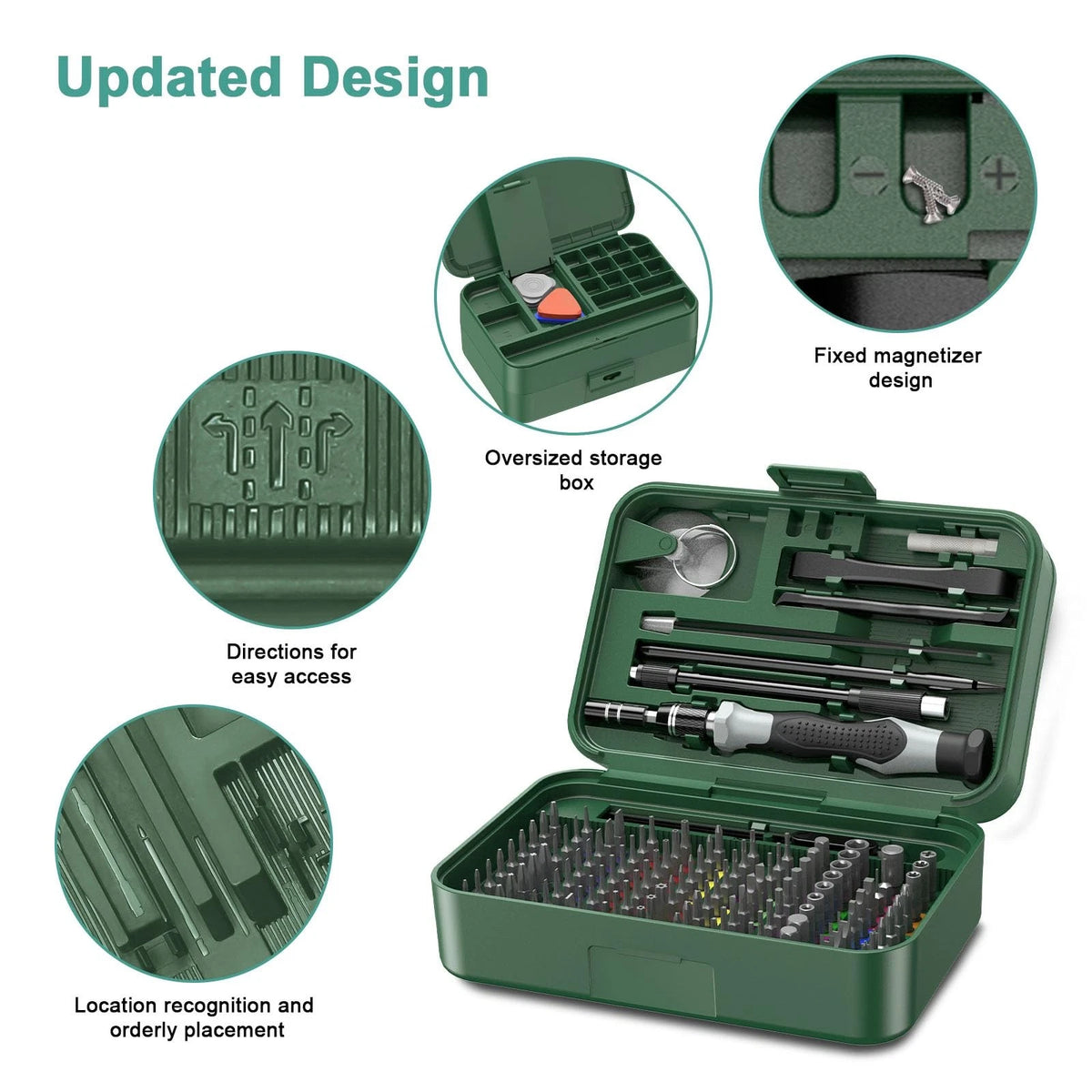 ORIA Precision Screwdriver Set, 132 in 1 Magnetic Repair Tool 132 IN 1, Green