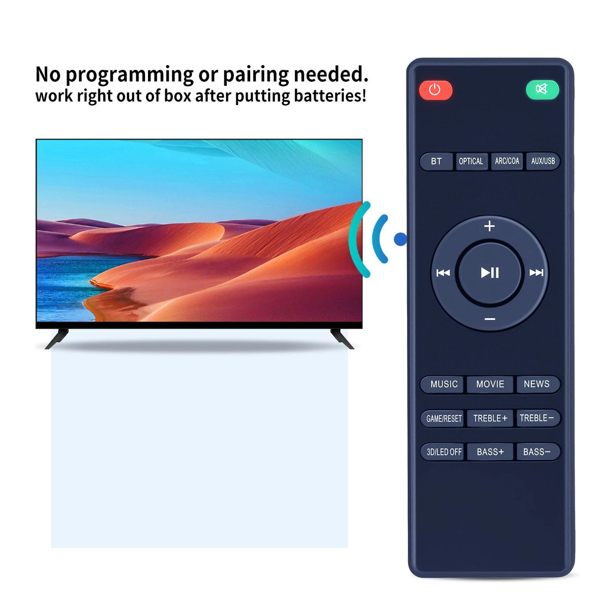 Replace Remote Control For Heymell Voyage201 3D Surround Home Audio Soundbar