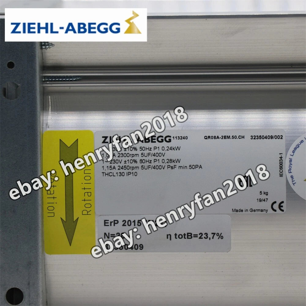 For Ziehl-abegg QR08A-2EM.50.CH Cross flow fan AC 230V 240W Switch cabinet fan