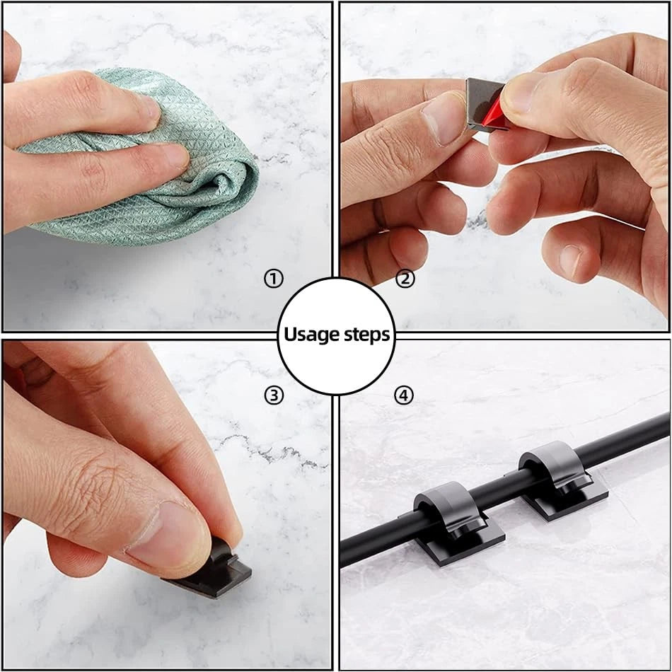 ITUGOU 100 PCS Adhesive Cable Clips Cord Organizer (Small, Black