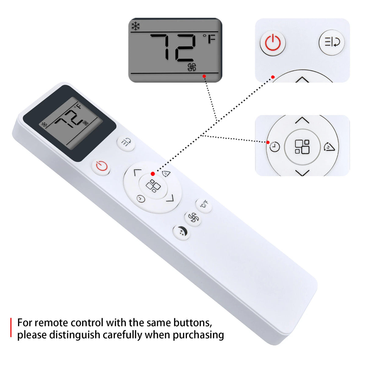 Replacement Remote Control For GarveeTech 8000 BTU Portable Air Conditioner