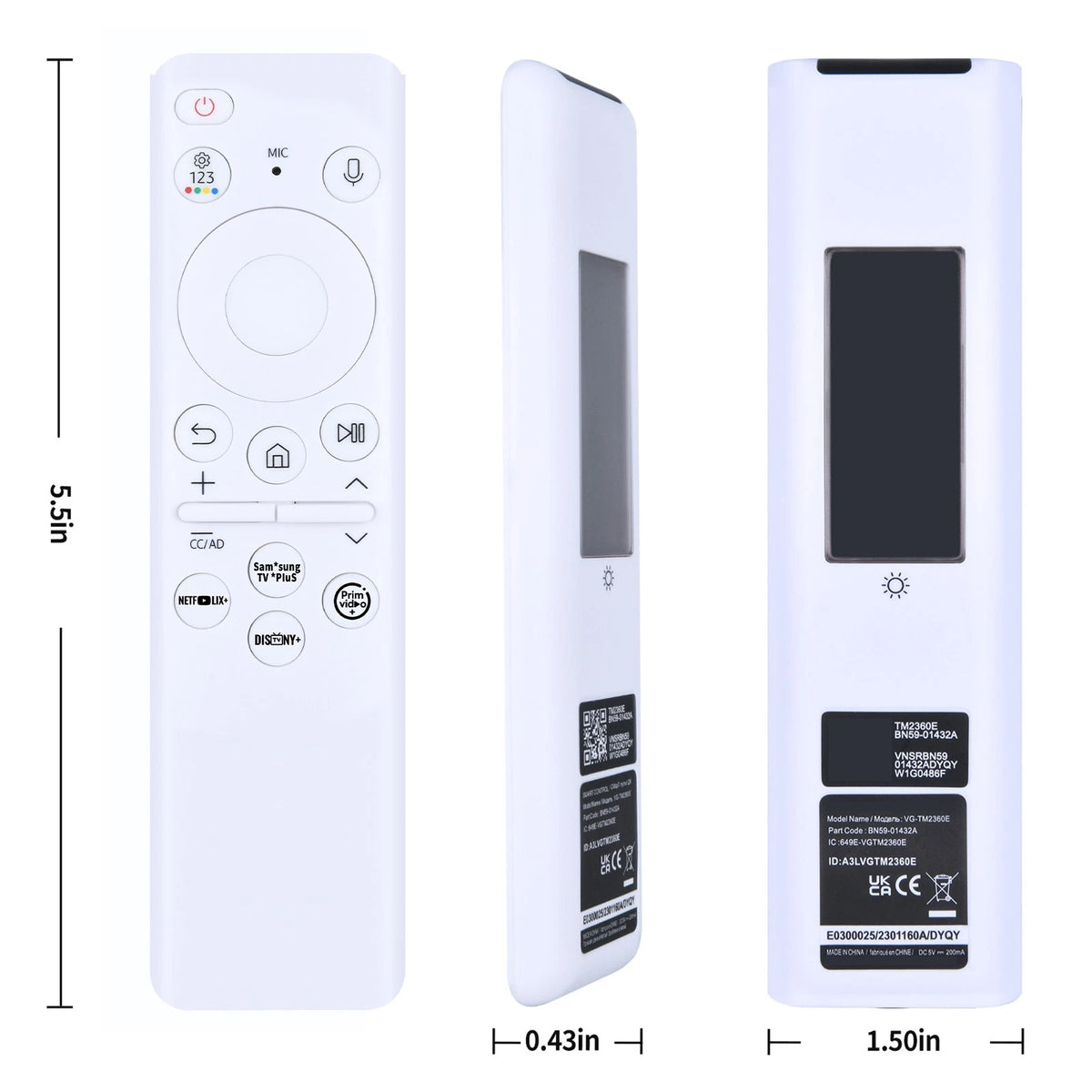 For Samsung BN59-01432A / BN5901432A Solar Smart TV Remote Control