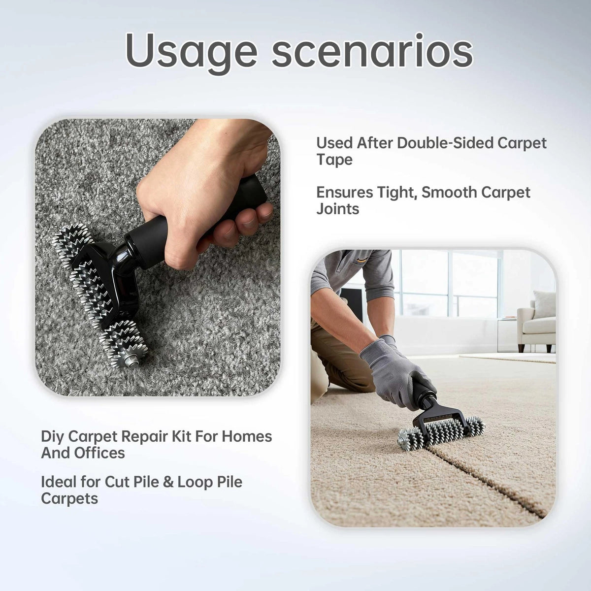 Vironix Carpet Patch Repair Kit with 5-Inch Star Wheel Seam Silver & Black